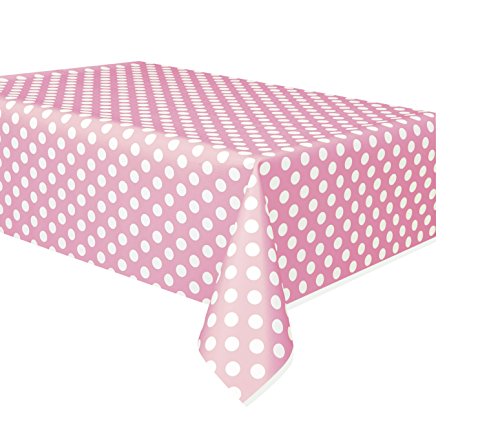 Mantel de Plástico a Lunares - 2,74 m x 1,37 m - Rosa Claro