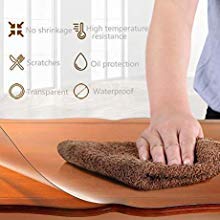 Mantel Transparente de PVC Plástico Grueso Impermeable para Mesa Cocina 155x90cm