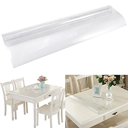 Mantel Transparente de PVC Plástico Grueso Impermeable para Mesa Cocina 155x90cm