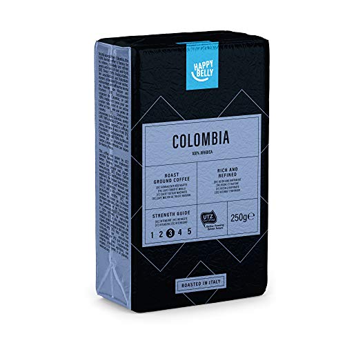 Marca Amazon - Happy Belly Café molido "COLOMBIA" (4 x 250g)