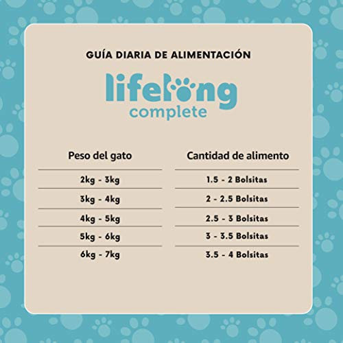 Marca Amazon - Lifelong Alimento completo para gatos adultos - Selección de pescado en gelatina, 2,4 kg (24 bolsitas x 100g)