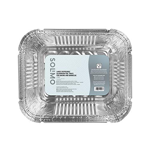 Marca Amazon - Solimo Bandejas de Aluminio Desechables Grandes para Horno y Barbacoa - 15 Bandejas