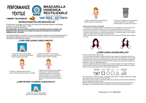 Mascarilla de Tela Homologada Reutilizable Bandera de España Vertical - Negra