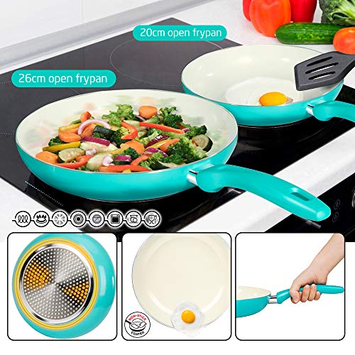 Masthome Juego de Baterías de Cocina 25 Piezas,Cacerolas,Ollas y Sartenes Antiadherentes,Utensilios de Cocina de Inducción de Aluminio con Tapas