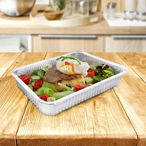 Matana 25 Grandes Bandejas de Aluminio Desechables, 31 x 21 cm Hornear, Asar y Cocinar, Seguro de Usar en Horno e Impermeable.