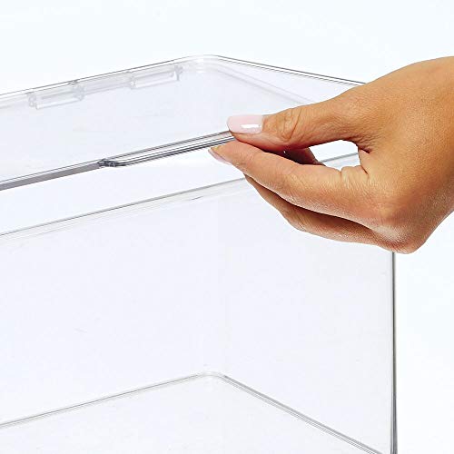 mDesign Cajas de plástico sin BPA con tapa – Caja de almacenaje para cocina, despensa o frigorífico – Organizador de nevera apilable para pasta, fruta, etc. – Juego de 4 – transparente