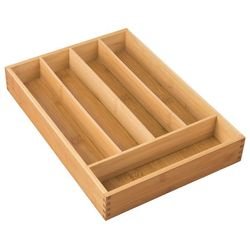 mDesign Cubertero de Madera de bambú – Moderno Organizador de Cocina para cajones – Separador de cajones para Cocina, Oficina, baño y Dormitorio – Color bambú