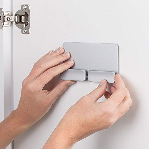 mDesign Estantes de cocina autoadhesivos AFFIXX – Estantería metálica de pared para papel de aluminio y bolsas para congelados – Balda para cocina de color plateado – Metal