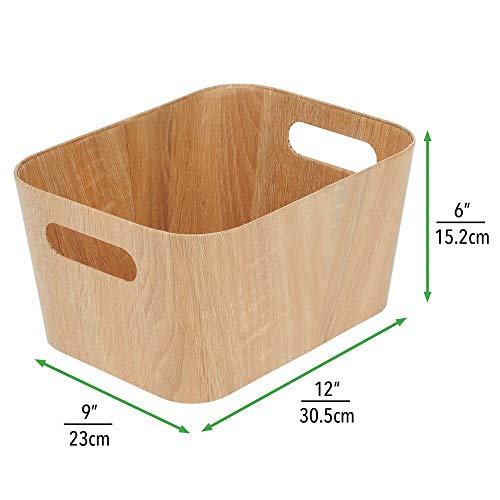 mDesign Juego de 4 recipientes para Alimentos con Asas y de cartón – Pequeñas cestas para Verduras para despensa o Nevera – Organizadores de frigorífico y congelador Aptos para Alimentos – Natural