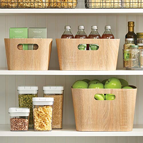 mDesign Juego de 4 recipientes para Alimentos con Asas y de cartón – Pequeñas cestas para Verduras para despensa o Nevera – Organizadores de frigorífico y congelador Aptos para Alimentos – Natural