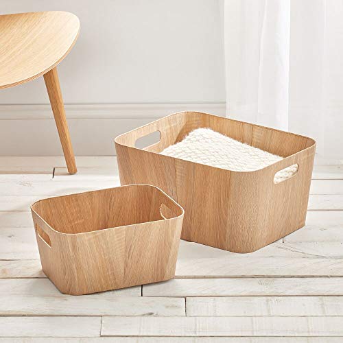 mDesign Juego de 4 recipientes para Alimentos con Asas y de cartón – Pequeñas cestas para Verduras para despensa o Nevera – Organizadores de frigorífico y congelador Aptos para Alimentos – Natural