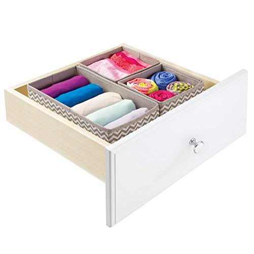 mDesign Juego de 6 organizadores de cajones de tela – Separadores de ropa interior – gris topo/crema