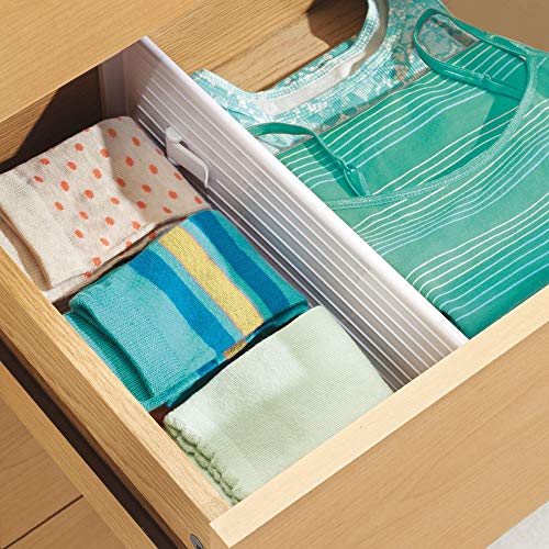 mDesign Organizador de cajones - ajustable - Separadores de cajones para organizar y ordenar - Divisor de cajones para mejor organización - Color: blanco