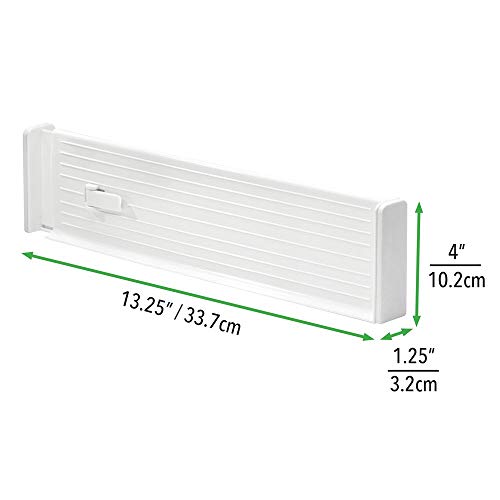 mDesign Organizador de cajones - ajustable - Separadores de cajones para organizar y ordenar - Divisor de cajones para mejor organización - Color: blanco