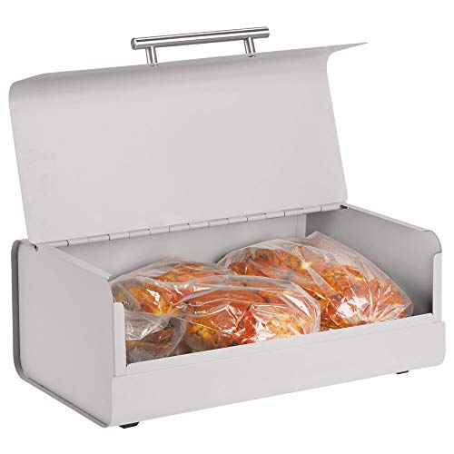 mDesign Panera de Metal – Elegante contenedor para Pan con Estilo Vintage – Caja de almacenaje con Tapa para Guardar Productos horneados y Mucho más – Gris Piedra