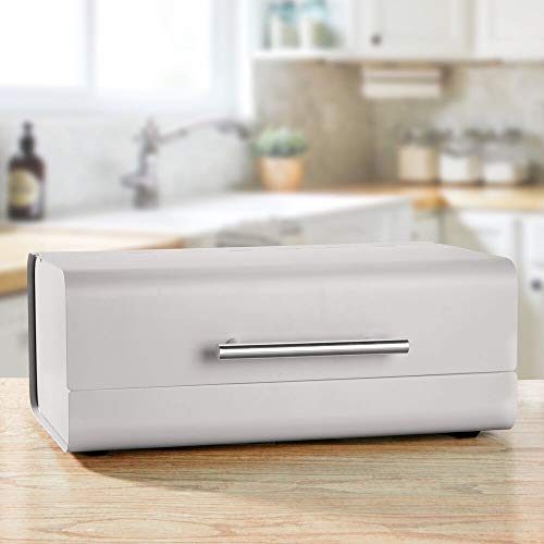 mDesign Panera de Metal – Elegante contenedor para Pan con Estilo Vintage – Caja de almacenaje con Tapa para Guardar Productos horneados y Mucho más – Gris Piedra