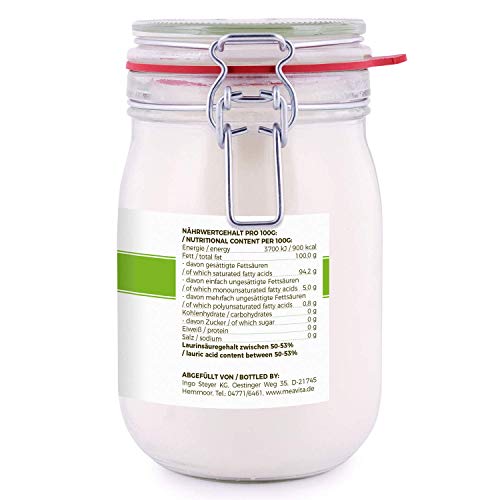 Meavita Aceite De Coco Orgánico, Virgen Y Prensado En Frío, 1000 ml