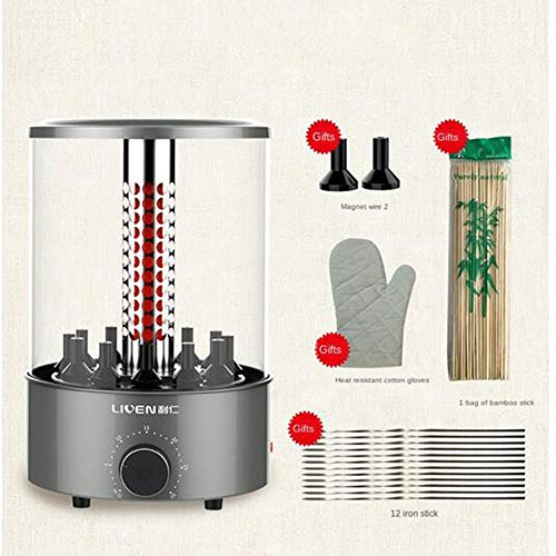 MEIGONGJU Estufa eléctrica Grill Barbacoa Kebab Máquina automática giratoria de la Barbacoa sin Humo de Horno asador asado de Cordero Pinchos doméstica Calefacción,Knob Temperature Adjustment