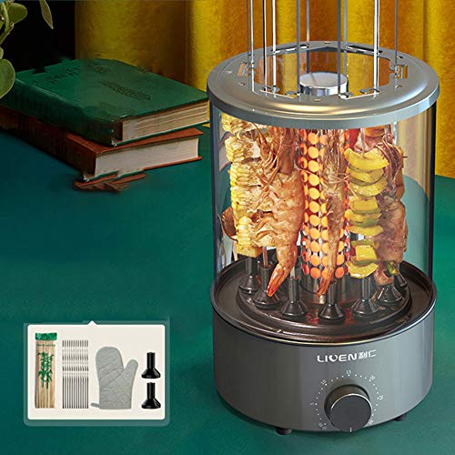MEIGONGJU Estufa eléctrica Grill Barbacoa Kebab Máquina automática giratoria de la Barbacoa sin Humo de Horno asador asado de Cordero Pinchos doméstica Calefacción,Knob Temperature Adjustment