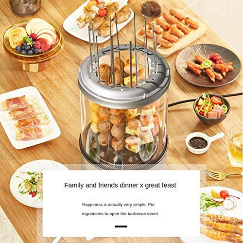 MEIGONGJU Estufa eléctrica Grill Barbacoa Kebab Máquina automática giratoria de la Barbacoa sin Humo de Horno asador asado de Cordero Pinchos doméstica Calefacción,Knob Temperature Adjustment