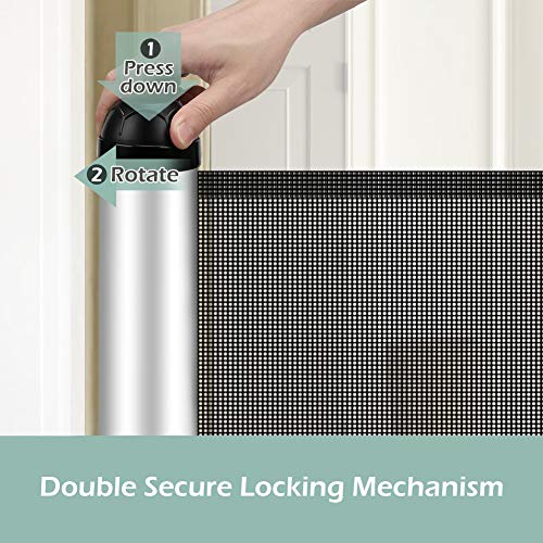 Meinkind Barrera Seguridad Niños Escalera, 0 cm-120 cm * 80 cm Valla Seguridad Infantil Escalera, Retráctil Puerta Enrollable Bebe, Puerta Seguridad Bebe y Mascota, Barrera Escalera Bebe, Gris