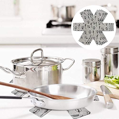 Meiso - Protectores para sartenes y cazuelas, de fieltro, acolchados, de primera calidad, estampado, separan y protegen las superficies de sus utensilios de cocina para evitar que se rayen, 9 unidades