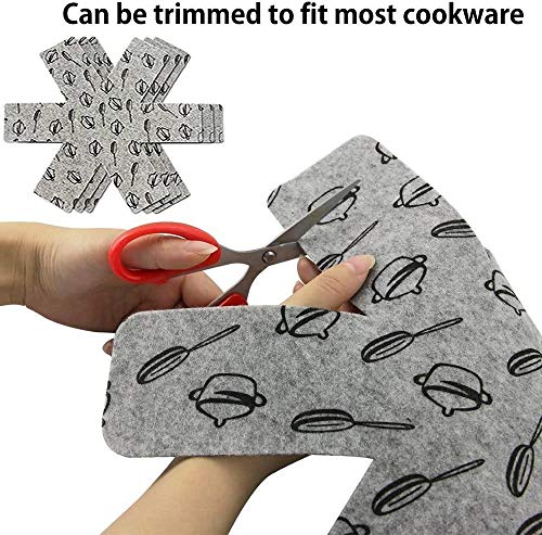 Meiso - Protectores para sartenes y cazuelas, de fieltro, acolchados, de primera calidad, estampado, separan y protegen las superficies de sus utensilios de cocina para evitar que se rayen, 9 unidades