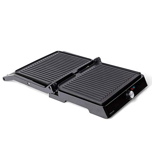 Mellerware Grill eléctrico 2200 W Placas antiadherentes. Obertura 180 grados. Máxima potencia de cocción.