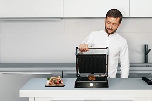 Mellerware Grill eléctrico 2200 W Placas antiadherentes. Obertura 180 grados. Máxima potencia de cocción.