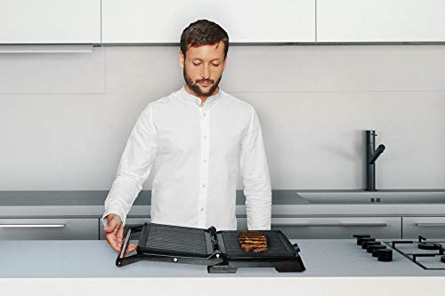 Mellerware Grill eléctrico 2200 W Placas antiadherentes. Obertura 180 grados. Máxima potencia de cocción.