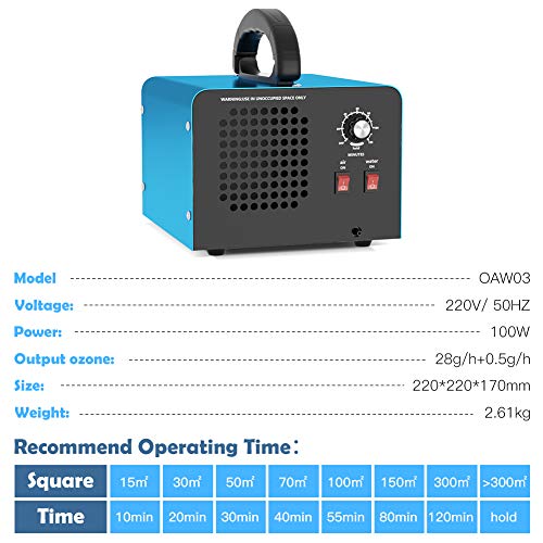 MELOPHY Generador de ozono, 28000mg / h Dispositivo de ozono con 2 Modos, purificador de Aire de ozono Industrial con Temporizador, para Habitaciones, garajes, Granjas, hoteles, Limpia hasta 300㎡