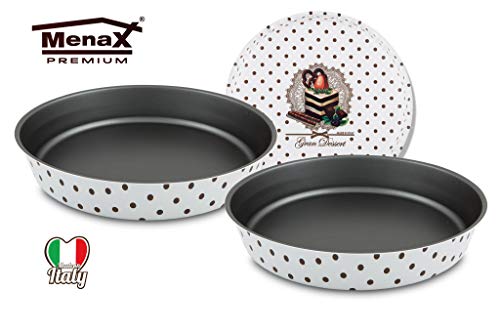 Menax Gran Dessert .- Molde Horno Repostería Redondo para Bizcochos Tartas .-Aluminio 5 Capas de Recubrimiento Antiadherente Ecológico - 24 cm y 28 cm - Set de 2 - Made in Italy
