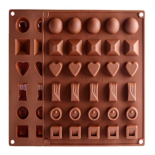 Mengger Molde de Silicona de Chocolate en Forma Bandeja Jaleas Helados para Manualidad Dulces Bombones Café niños juguete 2 Piezas