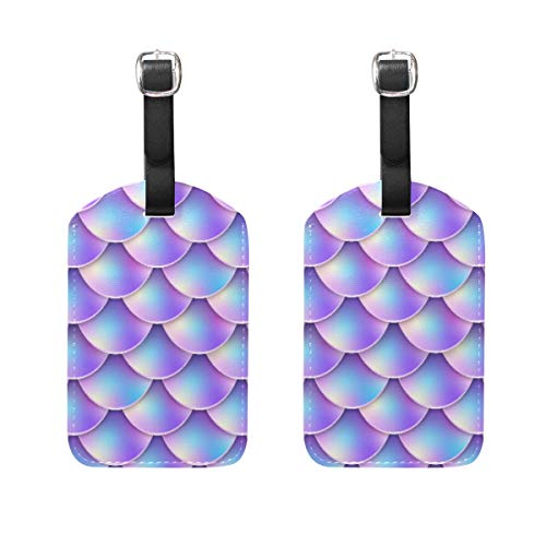 Mermaid-Tail-Pastel-Background Etiqueta de equipaje 2 piezas etiqueta de identificación portátil a cuadros para dirección de la tarjeta Etiquetas titular accesorios de viaje para bolsa de viaje maleta