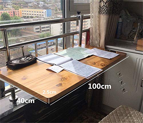 Mesa de centro colgante Barra balcón - Madera Maciza - Mesa lateral Cubierta ajustable Mesa plegable, Bar Patio Escritorio para portátiles, Restaurante en barandilla Patio Jardín,100 * 40cm