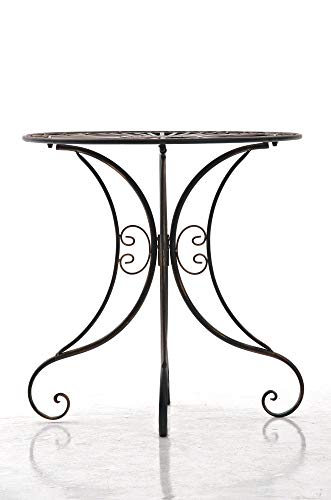 Mesa de Jardín Hari | Mesa Auxiliar de Exterior en Estilo Rústico | Mesa de Terraza Redonda Diámetro: 70 cm | Color:, Color:Bronce