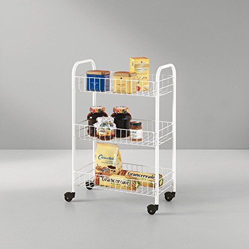 Metaltex  Siena- Carro multiuso con ruedas, Blanco, 3 Cestos