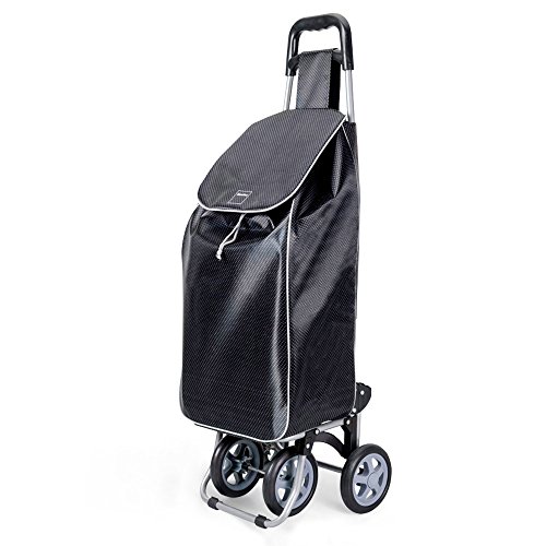 Metaltex Trillium - Carro de Compra con 4 ruedas, Negro, 50 Litros