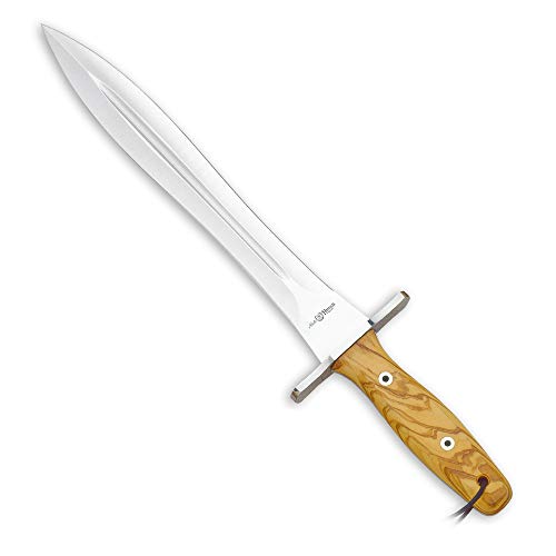MIGUEL NIETO Cuchillo rematador de Caza, montería. Modelo Hércules. Fabricado en Albacete. Hoja Acanalada de Acero AN58 de 25,5 cm y empuñadura de Madera Natural de Olivo.