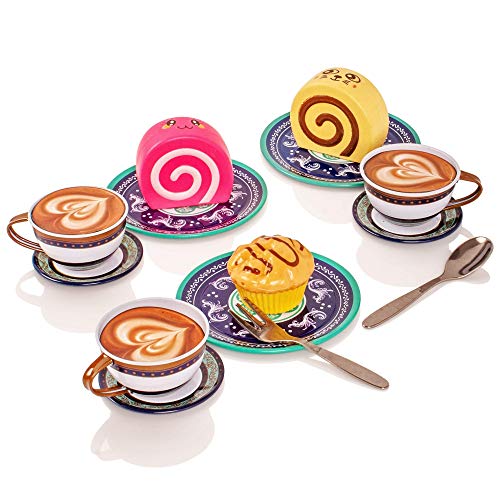 Milly & Ted - Teaset para té, para 4 Personas, para 4 Personas - Juego de té para niños, metálico - Juego de simulación Food Biscuits