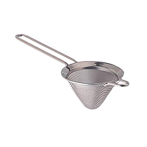 MINGZE Cocktail Colador fino de acero inoxidable profesional herramienta de barra cónica colador de malla plata, Tamiz de alimentos Cóctel de acero inoxidable Malla fina Cónica Tamiz de colador de 9cm