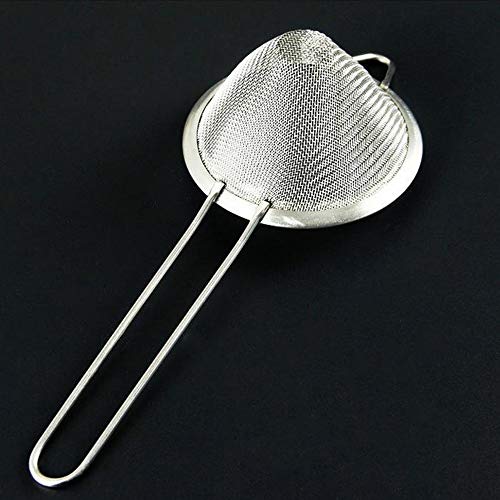 MINGZE Cocktail Colador fino de acero inoxidable profesional herramienta de barra cónica colador de malla plata, Tamiz de alimentos Cóctel de acero inoxidable Malla fina Cónica Tamiz de colador de 9cm