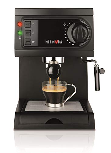 Mini Moka Minimoka CM-1622 Cafetera Espreso 15 Bar / 1050 W / 1,25 L, 5.283441 Cups, Acero Inoxidable, Negro
