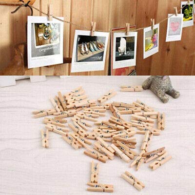 Mini pinzas de madera, 200 con hilo de regalo, para álbumes de manualidades, decoracion, fotos decorativas, bricolage, arte. bodas, comuniones, eventos