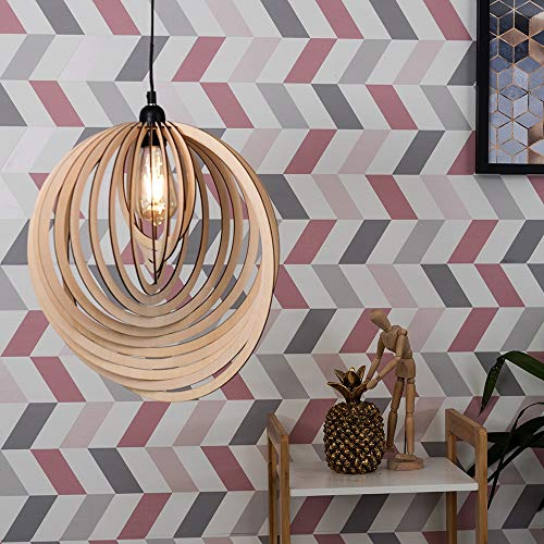 MiniSun - Pantalla para lámpara de techo 'Lenko' nórdica - Moderna con toque vintage - De madera con forma de espiral 3D