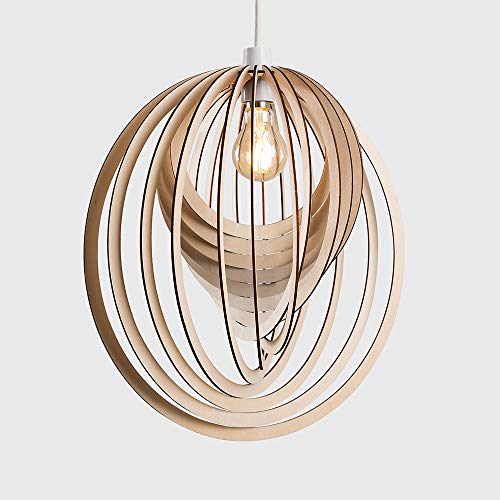 MiniSun - Pantalla para lámpara de techo 'Lenko' nórdica - Moderna con toque vintage - De madera con forma de espiral 3D