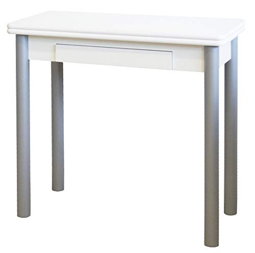 Miroytengo Mesa Blanca Plegable Cocina Mijas Cajon Funcional Patas Gris Plata 80x40-80
