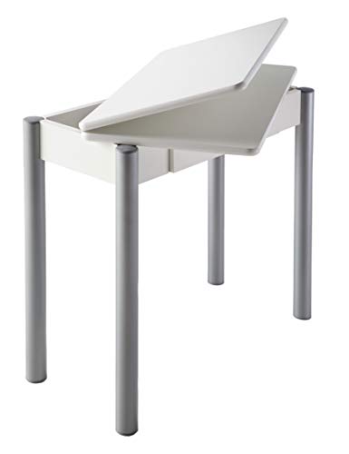 Miroytengo Mesa Blanca Plegable Cocina Mijas Cajon Funcional Patas Gris Plata 80x40-80