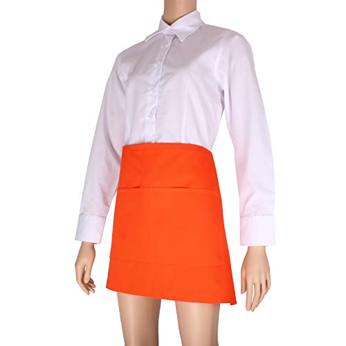 MISEMIYA - Delantal Corto con Bolsillo Delantal Cocina Delantal Mujer HOGAR RESTAURACION PANADERIA 40mmx70mm - Ref.860 - Naranja, Pack*1