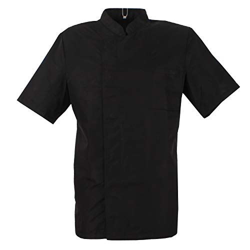 MISEMIYA - Ropa Cocina HOSTELERÍA Bar Restaurante Chaquetas Chef Cocinero Mangas Cortas (Anti Agua - Anti Grasa) - Ref.704 - XL, Negro